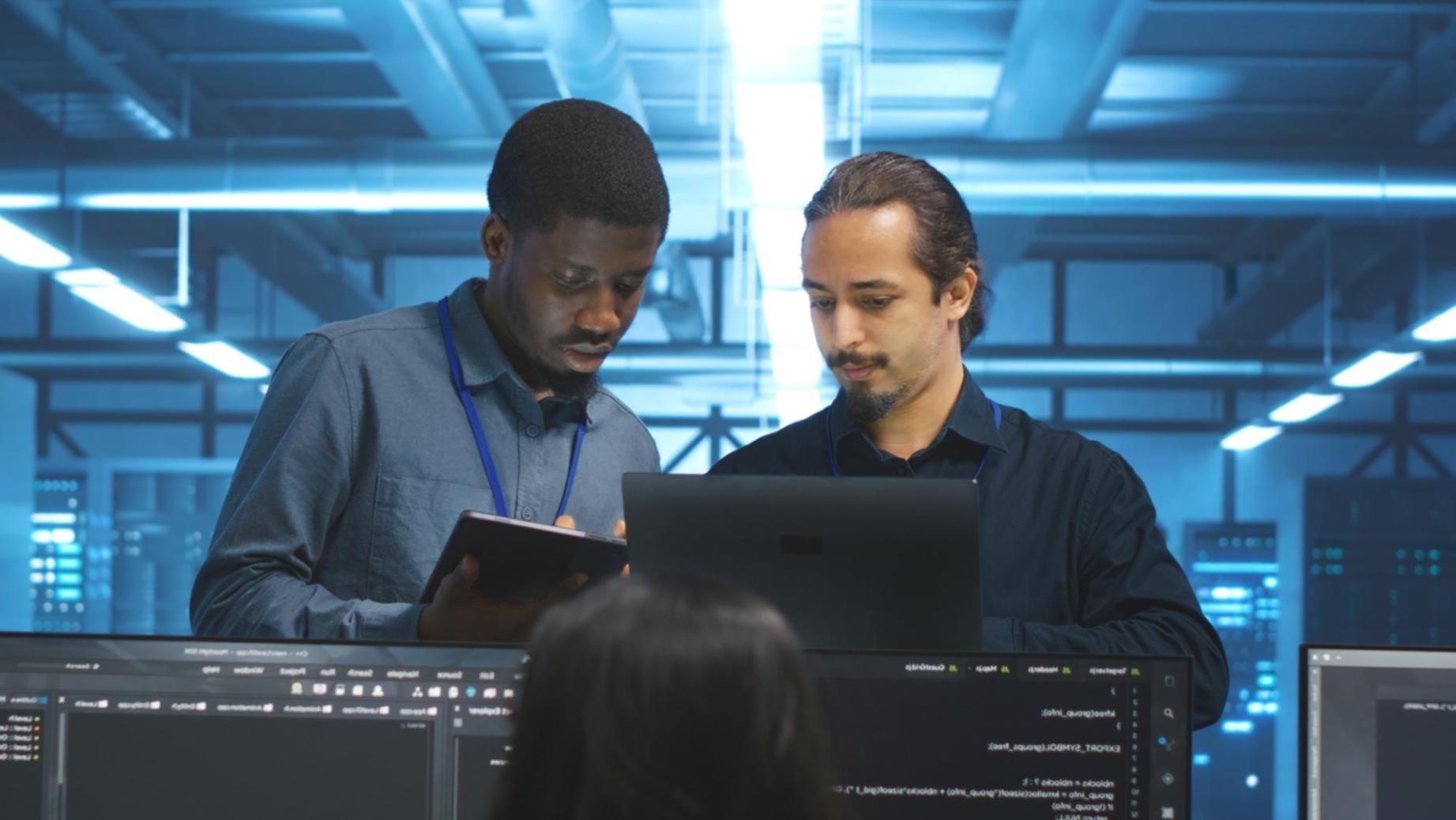 Team collaborating on blockchain project analysis